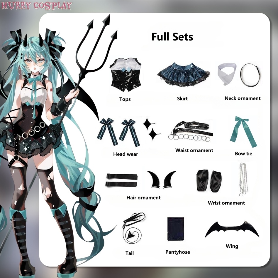 Anime Cosplay,Succubus,Hatsune Miku Little Devil Raccoon cosplay costume